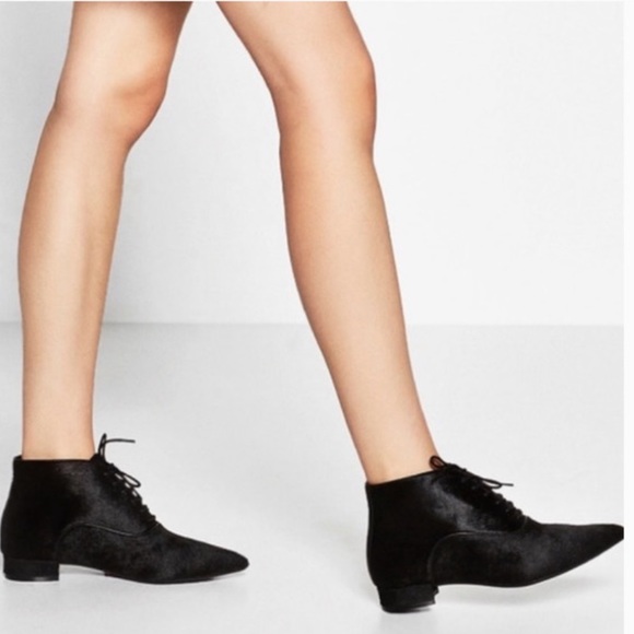 Zara Calf Hair Flat Leather boots size 36 - Picture 2 of 8